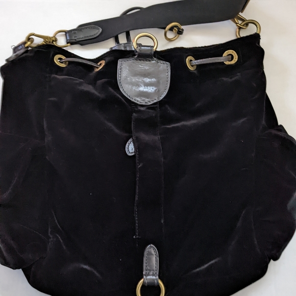 Ralph Lauren Black Velvet Back Pack with Monogram - Picture 4 of 12